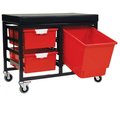 Storwerks StorBenchSeat w/Cushioned Seat and 3 Storsystem Trays and Bins-Red CE2109DGGC-2D1QPR
